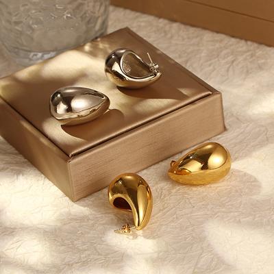 Brincos de gota de água de aço inoxidável femininos leves, luxuosos, premium, versáteis, brincos de aço titânio 18K