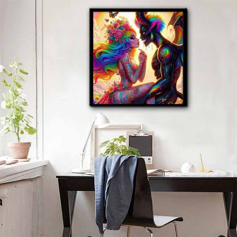 New Arrival 5D DIY Full Circle Diamond Painting "Devil Couple" Embroidery Cross Stitch Home Decor Gift
