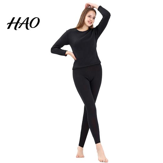 Thermal Pajamas 2 Pcs/Set Unisex Winter Warm Underwear Set Round Neck Slim Fit Long Sleeve Solid Color Thick Fleece Lined Soft Elastic Sport