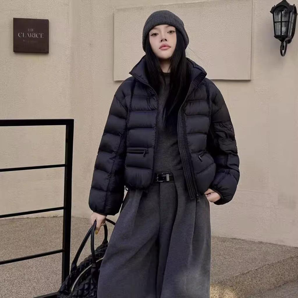 White duck down puff short ribs down jacket women's winter new stand-up collar small warm versatile jacket tide