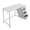 Computer Desk with Fabric Drawers, 120 Cm Reversible Study Work Writing Desk for Modern Home Office Bedroom, Simple Modern Cute PC Table Metal Frame