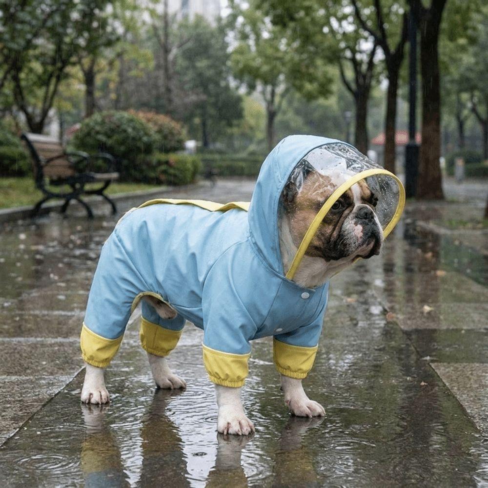 Waterproof Dog Hooded Raincoat Quick-dry Four-legged Raincoat Pet Waterproof Cloak  Outdoor Walking
