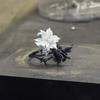 Mandala Flower Exquisite Black and White Ring for Women Personality Metal Punk Party Finger Ring Fashion Jewelry Accessories