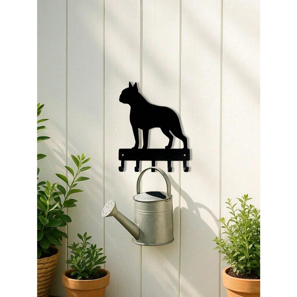 Wrought Iron Single Hook Wall Mount, Black Dog Leash Key Holder, Rustproof Farmhouse Entryway Organizer, Minimalist Home Decor for Kitchen Bathroom