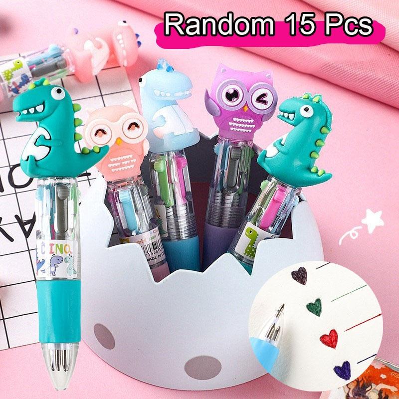 

3 Pcs Cartoon Mini Four-color Ballpoint Pen Cute Portable 4-color Ball Pens Student Hand Account Multi-color School Stationery Random style 3Pc