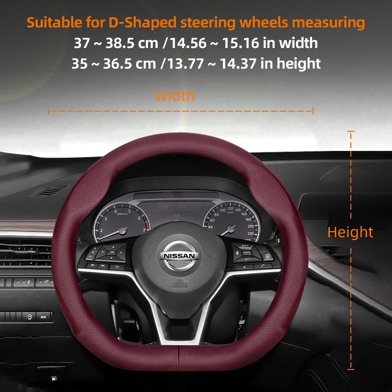 Suitable for Nissan Ultra-Thin Breathable Leather Steering Wheel Cover Suitable for Qashqai J10 J11 March Terrano2 Pathfinder R51 Note E12 Almera
