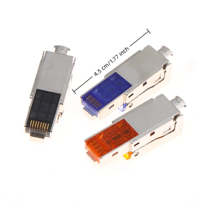 1Pc Rj45 Cat8 Cat7 Cat6A Connectors Tool-Free Zinc Alloy Shielded Ethernet Termination Plugs For 23Awg Sftp Cables