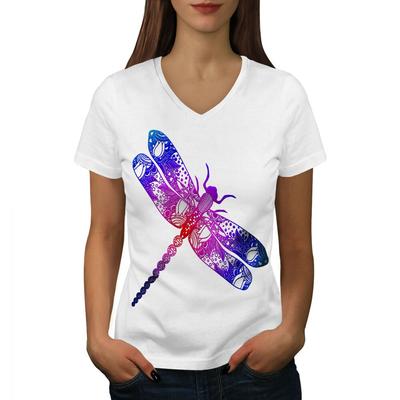Tricou unisex cu decolteu în V Wellcoda Colorful Dragon Fly Tricou cu design grafic cu insecte