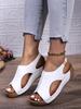 Women's 2024 Summer Large Wedge Heel Fish Mouth Sandals