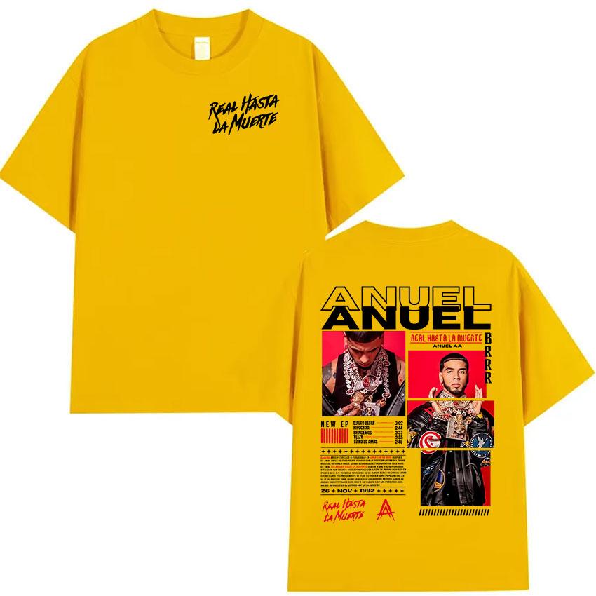 2025 Summer Rapper Anuel AA Real Hasta La Muerte Tour New Album Mens Hip Hop Gothic TShirts 100 Cotton Printed Tshirt