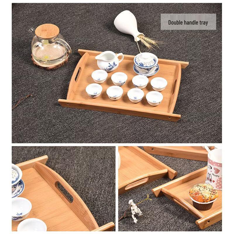 ZISIZ Bamboo Round Edge Tea Tray