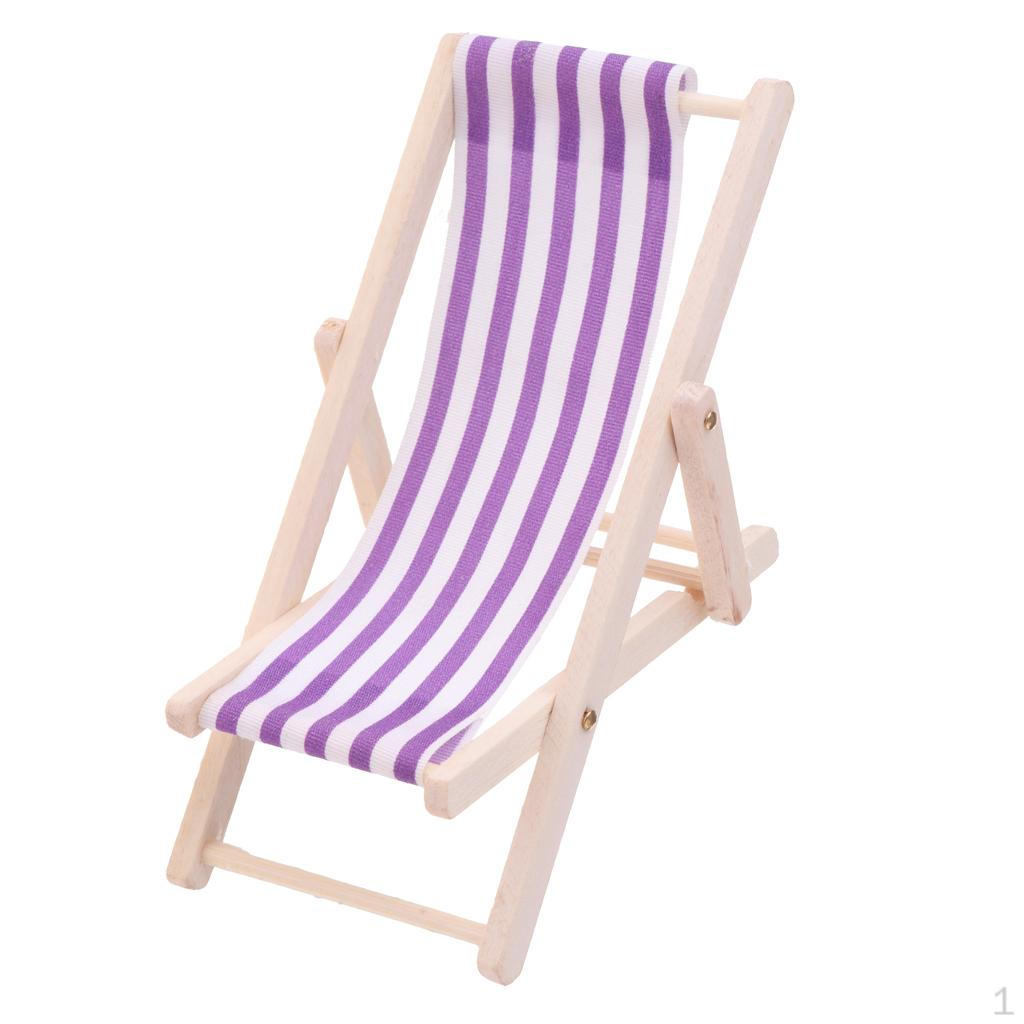 

1/12 Dollhouse Striped Wooden Lounge for Garden Decoration Furniture Purple Stripe