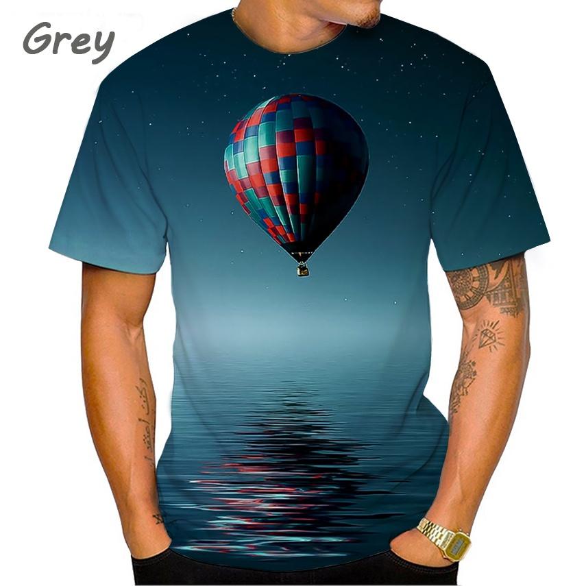 

Летняя мода Мужская футболка с 3D принтом на воздушном шаре, повседневная спортивная одежда с круглым вырезом и короткими рукавами, уличная одежда в стиле Харадзюку, топы большого размера