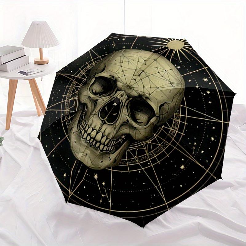 Starry Night Skull: Celestial Art CoasterUmbrella, Portable 3-Fold Compact Umbrella,Christmas Gift ES576