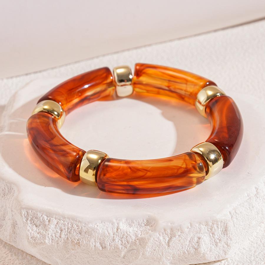 Acrylic dim leopard print geometric round bracelet retro niche unique jewelry