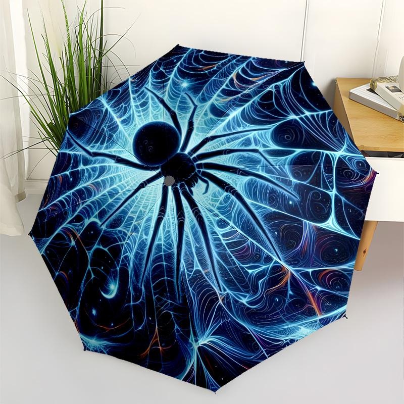 Ethereal Web Spider Automatic Umbrella Retractable Design with 8-Rib Durability Sturdy Construction for Outdoor Daily Use Vibrant Pattern Umbrella