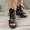 Fashion 2025 Women's High Heel Sandals New Block Heel Buckle Casual Fish Mouth Breathable Hollow Heels Women's Shoes Zapatos De Mujer
