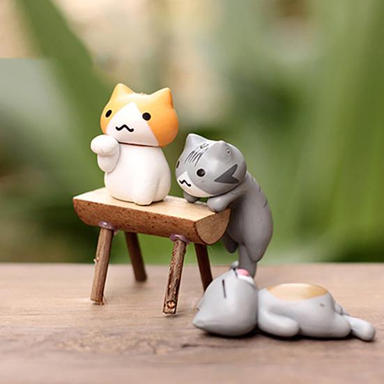 6pcs Garden Decorations Lovely Wonderful Plastic Cartoon Cat Micro Landscape