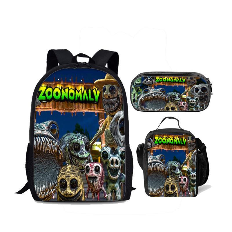Beliebte jugendliche Neuheit Zoonomaly 3D-Druck 3 Stück/Set Studenten-Reisetaschen Laptop-Tagesrucksack Rucksack Brottasche Federmäppchen