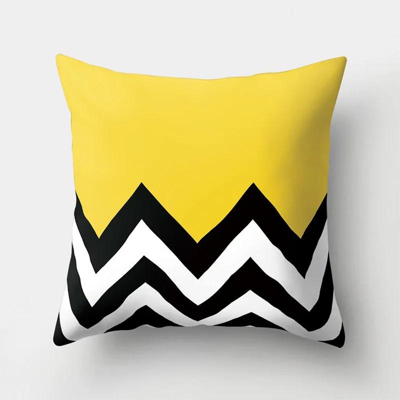 Yellow Geometric Decorative Pattern Pillowcase Office Living Room Home Pillowcase Car Ornaments