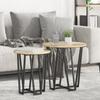 2-Piece Round Side Table Set, Wooden Coffee Tables with Metal Frames, Living Room Decoration Table Set