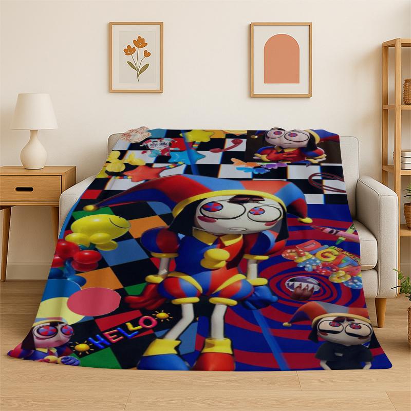 Cartoon Amizing Digtal Circus Pomni Soft Flannel Throw Blanket,Cozy Blanket for Bed,Couch,Sofa,Bedroom,Living Room,Picnic kid 75x90cm