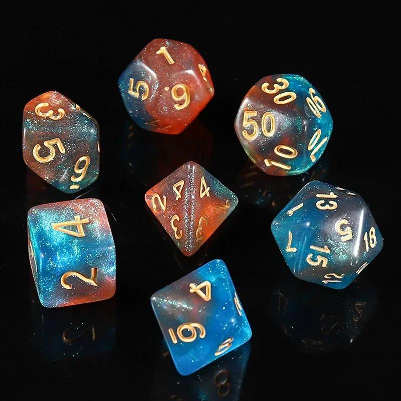 New Star Sky Style Illusion Color 4/6/8/10/12/20 Polyhedral Dice for DND TRPG Party Entertainment Dice Set Board Game Supplies