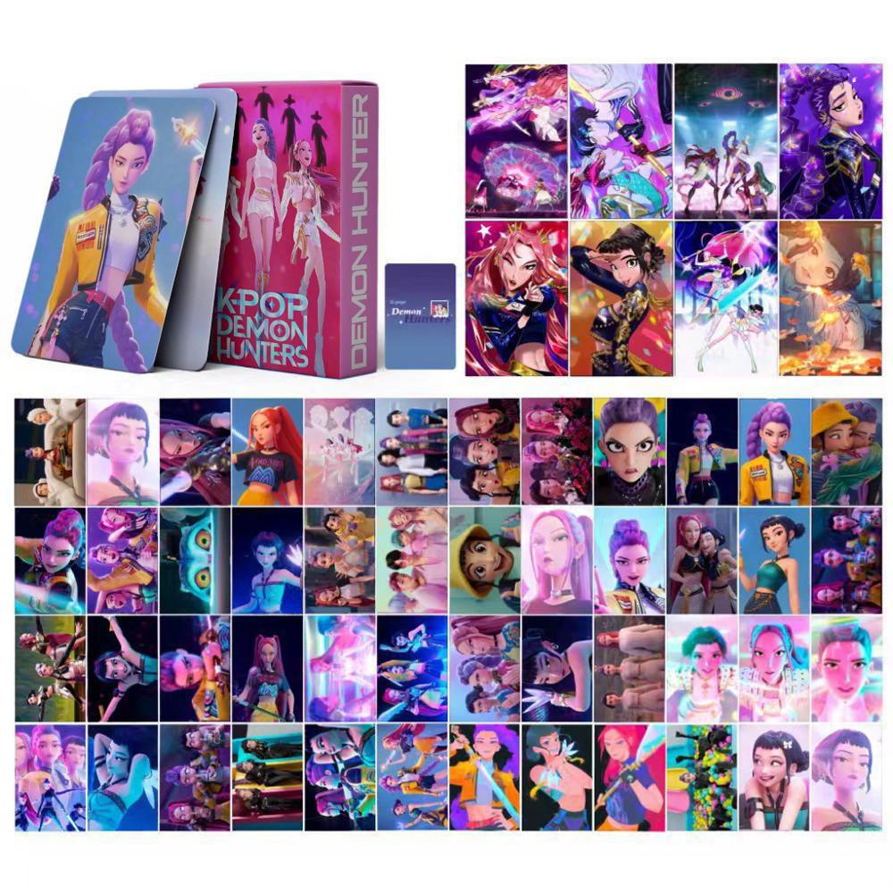 55 Cards Kpop Demon Hunter 2D Anime Collectible Cards Flash Cards