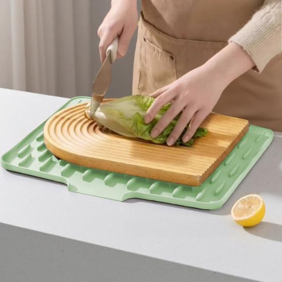 Silicone Drain Mat Thick Dish Drying Mat with Drainage Heat-Resistant Non-Slip Bar Sink Drying Pad for Countertops