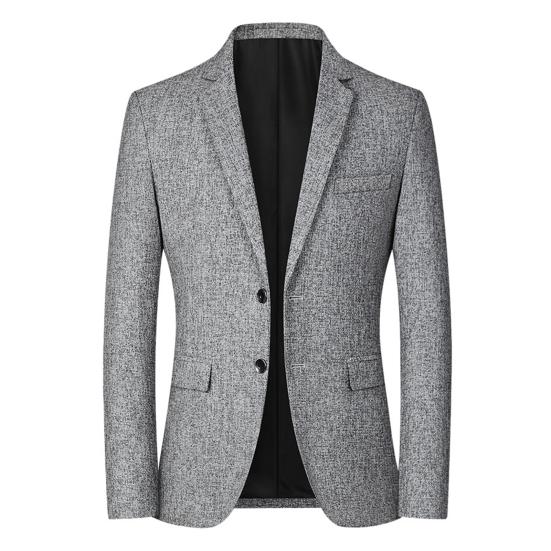 Blazer para Hombre Color Sólido Cruzado Otoño Invierno Dos Botones Bolsillos Abrigo de Traje para Boda