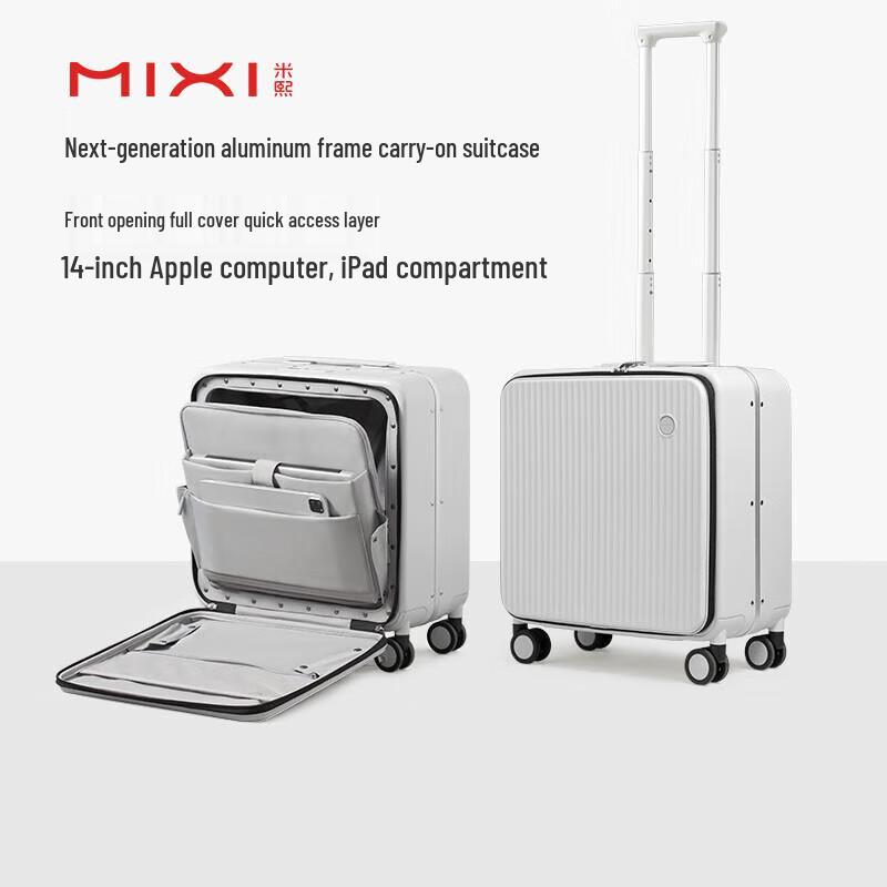 Mizhi Front-Opening Hardshell Spinner Luggage 18-inch Carry-on with Laptop Compartment