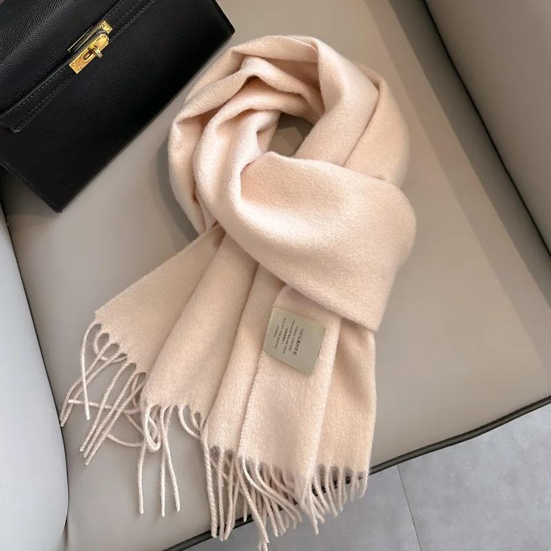 Winter Narrow Scarf 28 Color 100% Wool Scarf Hot Selling Solid Color Scarf Men's and Women's Universal Warm and Cold Proof Scarf