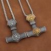 Vikings Thor Hammer Pendant Stainless Steel Mjolnir Necklace Nordic Rune Vegvisir Jewelry Popular Norse Scandinavian