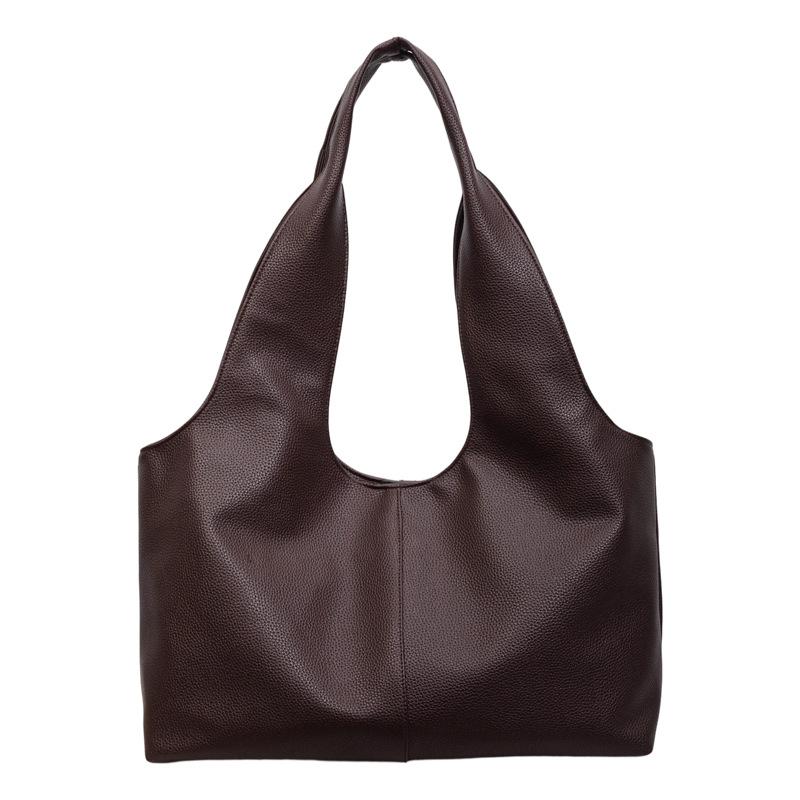 Large Capacity PU Tote Bag for Women Fashion Retro Fashionable and Versatile Shoulder Bag Simple Commuting Office School Bag