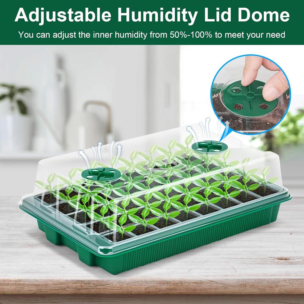 24/48 Holes Seedling Tray Kit with Adjustable Ventilation Lid Seed Starter Germination Box for Balcony Indoor Planting Transpla