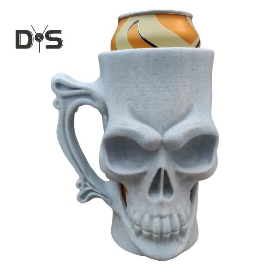 

Подстаканник в виде скелета с ручкой, держатель для банок, напечатанный на 3D-принтере, креативный держатель для газированных напитков, пива, энергетических напитков серый