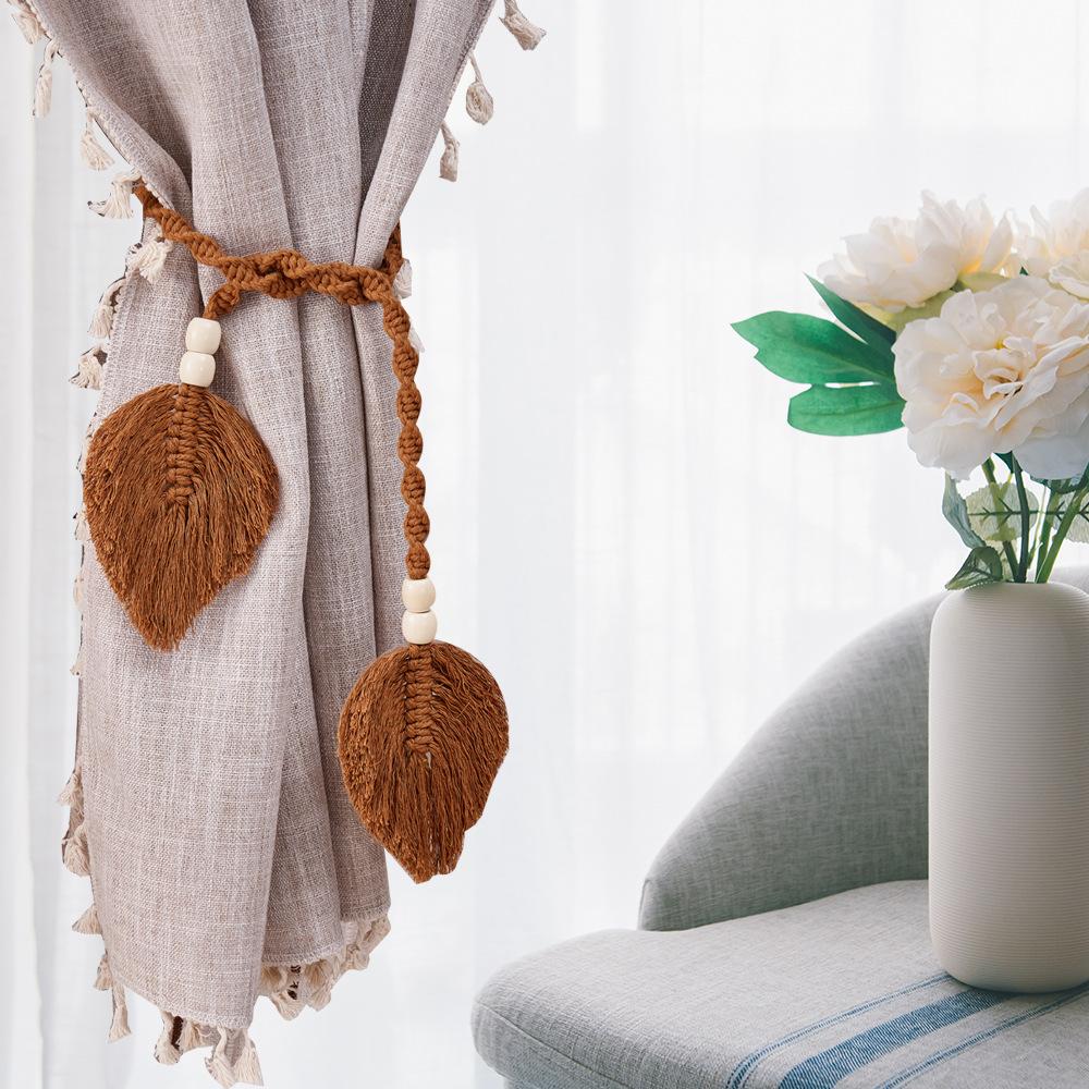 Leaf Curtain Straps Hand Woven Cotton Rope Curtain Buckles