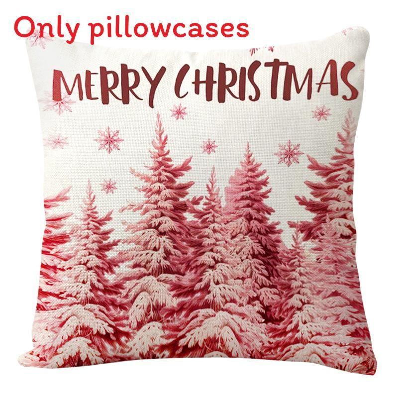 Conjunto de Quatro Capas de Almofada de Linho com Tema Natalino Moderno Minimalista para Decoração de Casa