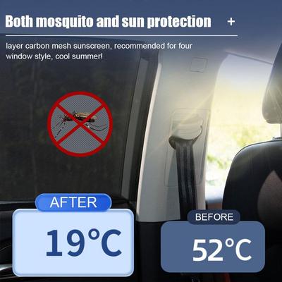 2pcs Breathable Shading Cooling Car Door Window Screen Net For Outdoor Camping Anti Insect Mosquito Car Window Mesh