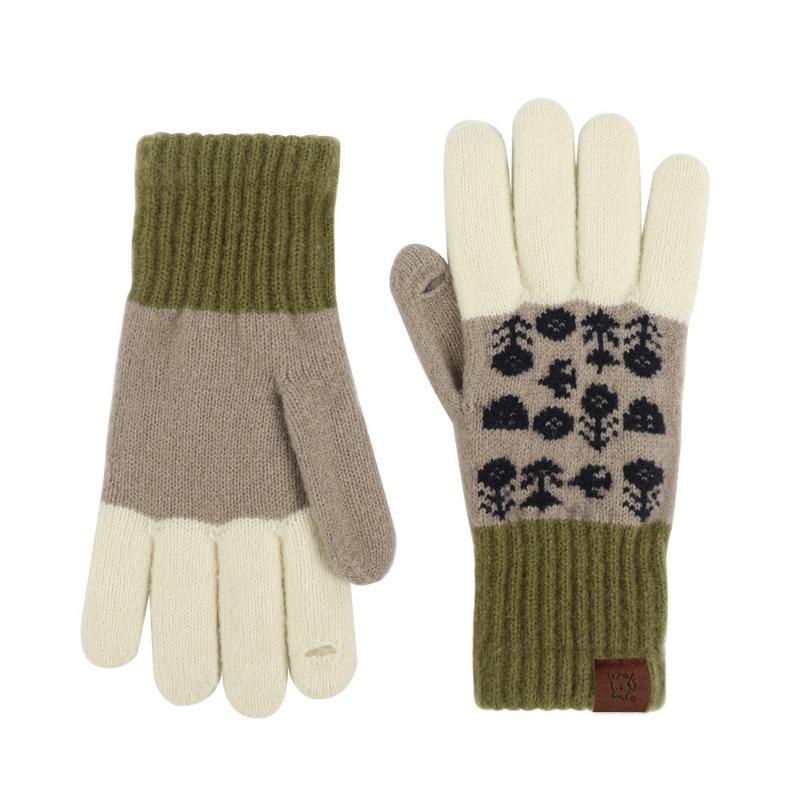 Winter gloves women's self-heating German velvet retro jacquard knitted thermal gloves female student gloves men