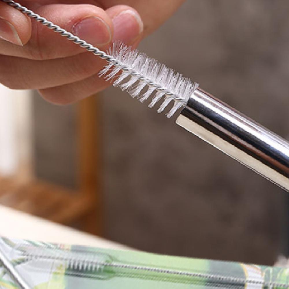 Reusable Drinking Straw 304 Stainless Steel Straws Straight Bent Metal Long Straw with Cleaner Brush Cup Accessories CN
