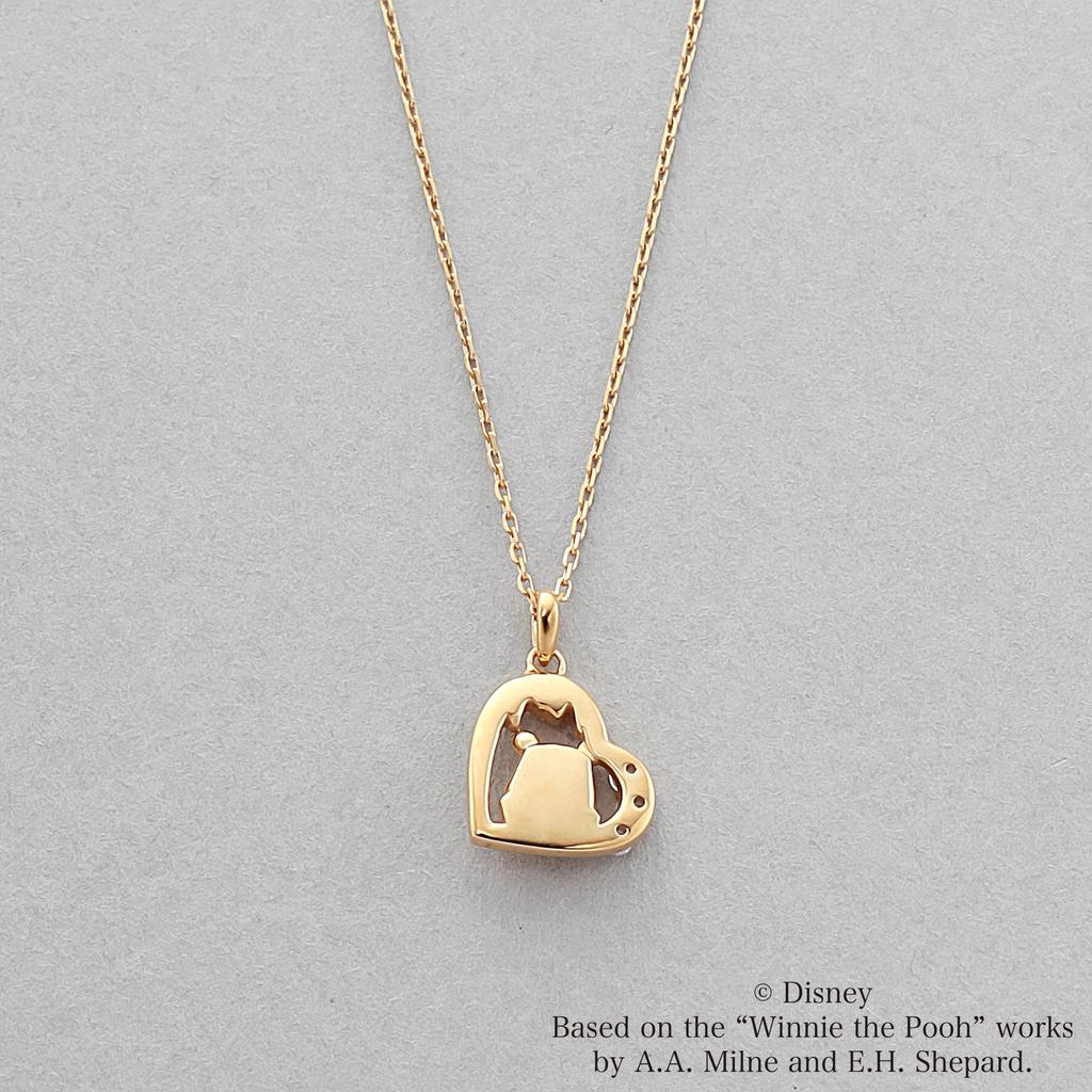 Estelle Official Disney Winnie the Pooh Women's Necklace, Silver with Yellow Gold Plated Cubic Zirconia, 0772-2140-0019-0000