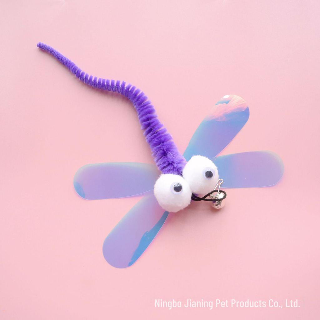 "Interactive Cat Toy Set with Butterfly & Dragonfly Sounds, Replacement Heads, and Insect Designs for Self-Entertainment"