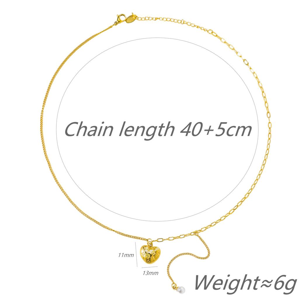 Titanium Steel Love Pendant Necklace Light Luxury Pearl Fringed Neck Chain Niche Design Clavicle Chain Jewelry