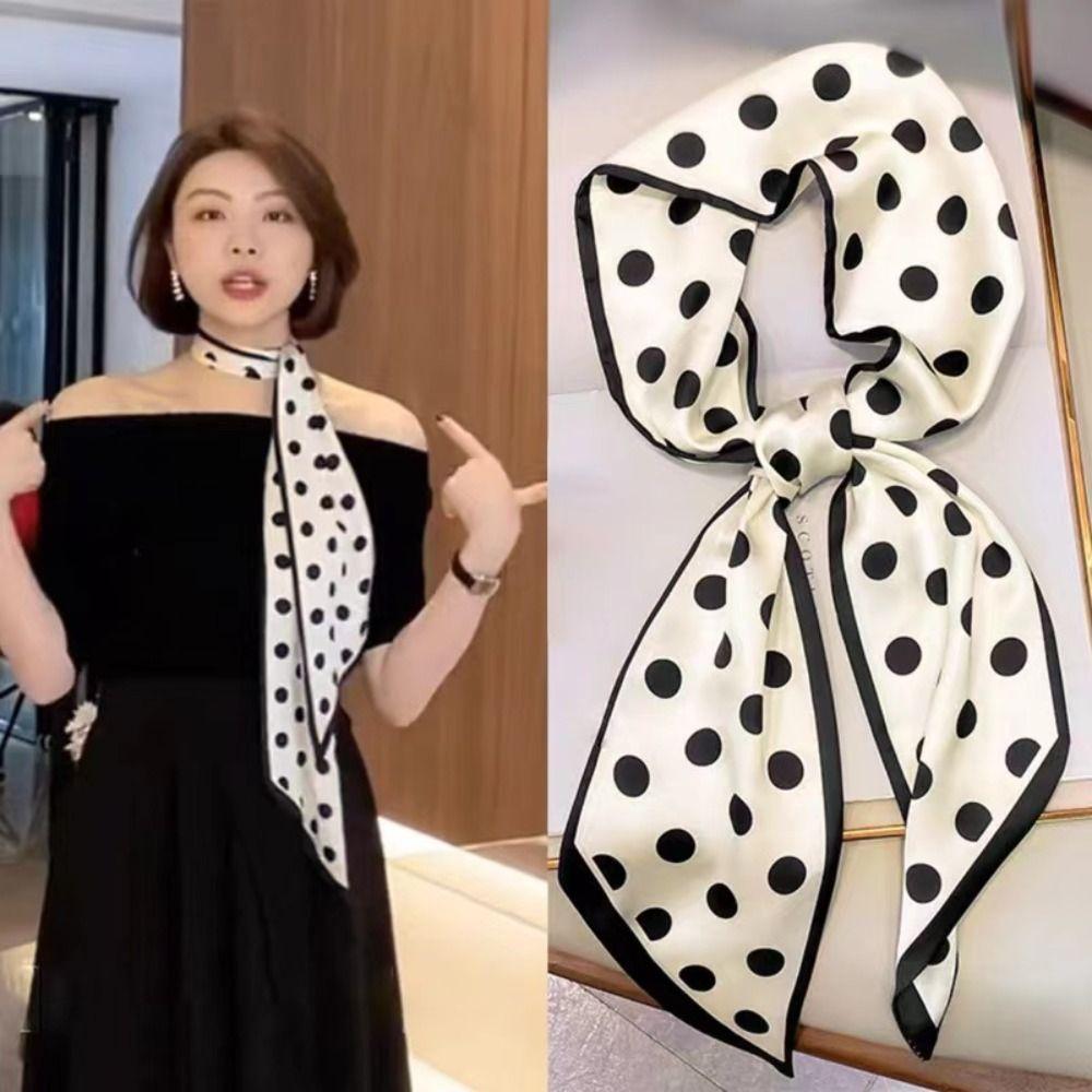 Thin Foulard Neckerchief Long Hair Ribbon Luxury Narrow Scarf