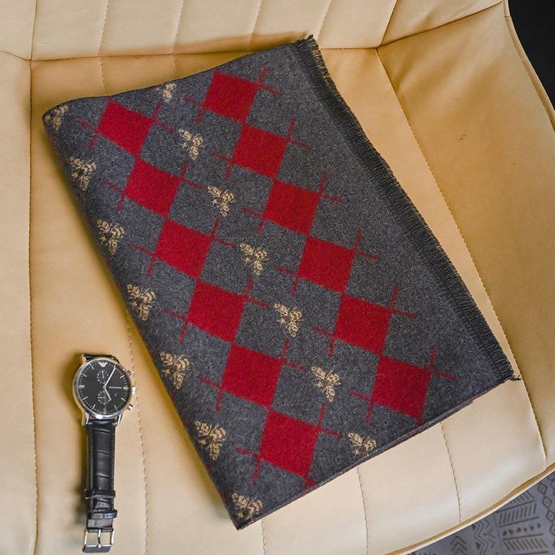 Men's plaid scarf winter new thickened warm versatile including wool scarf