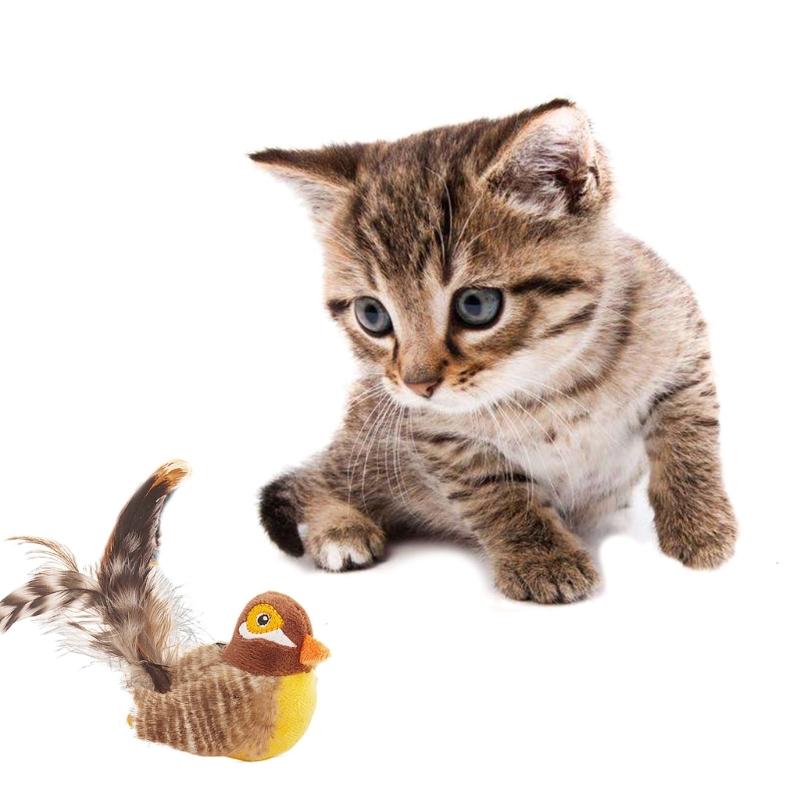 Figurine Artificial Automatic Chirping Bird Toy Battery Powerful Kid Children Toy for Indoor Felines Friend