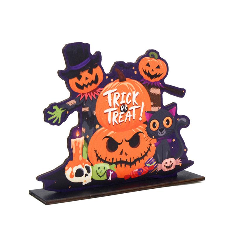 Wiederverwendbare Holzornamente, Kürbis-Geist-Süßes-oder-Leckerei-Anhänger für die Halloween-Party-Dekoration