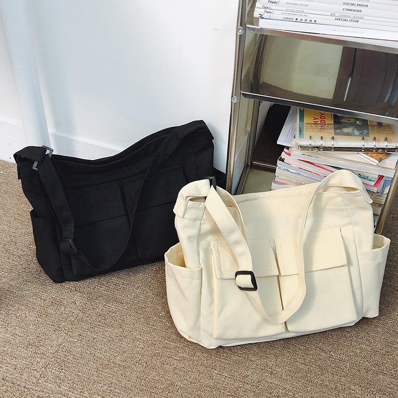 Tooling Wind Large Capacity Canvas Bag Simple Leisure Travel Shoulder Messenger Bag Men's and Women's Street Trend Messenger Bag