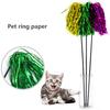 Funny Bright Color Paper Pet Cat Kitten Tease Rod Wand Play Interactive Toy